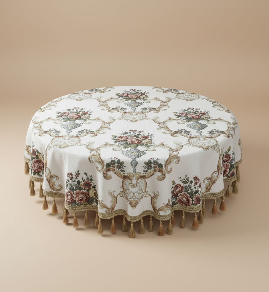 Chenille Table Cover - Beige / 90 cm turntable (90 cm turntable)