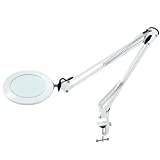 Beyamz förstoringslampa, lupplampa/105 mm 5 dioptrier äkta glas/3 färglägen/10 nivåer dimbar/750 lm lampor med 72 lysdioder/90 cm arbetsradie/USB-port (vit)