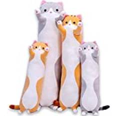 Katt gosedjur gosedjur långa katter kuddar gosedjur kawaii stor söt katt plysch soffkudde presenter för vänner barn dekoration (GRÅ, 90cm)