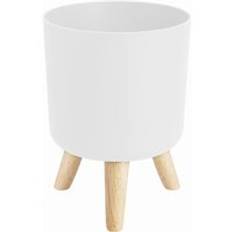 Växt blomkruka blomkruka nordisk stil planteringskärl kruka stativ hållare inomhus kontor hem balkong trä ben display rack - Vit