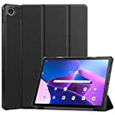 Dlahaby Fodral för Lenovo Tab M10 Plus 3rd Gen 10,6 tum 2022, PU-läder skyddsfodral med stativfunktion, smart fodral för Lenovo Tab M10 Plus (3rd gen) TB-125F/TB-128F surfplatta, A-svart