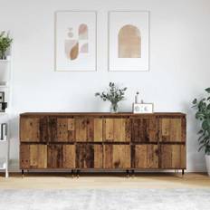 Skåp 3 pcs Gammalt trä 180 x 35 x 70 cm Konstruerat trä