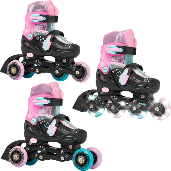 Raven 3in1 Loret (all Led Wheels) Inlines Svart/rosa/mintgrön - 34-37