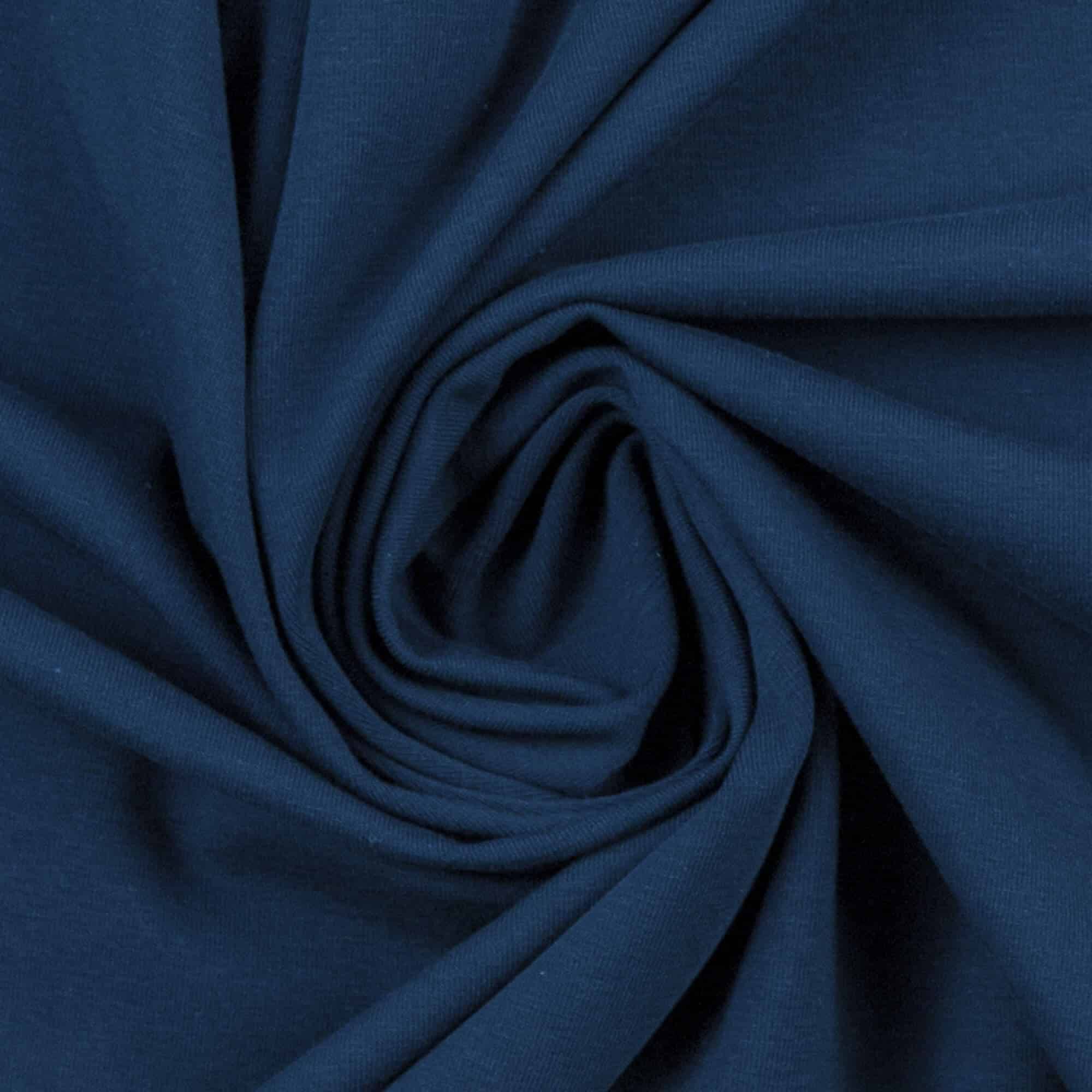 Ensfarvet Bomuldsjersey - GL744 Jeansblå - 6% Elastan, 94% Bomuld