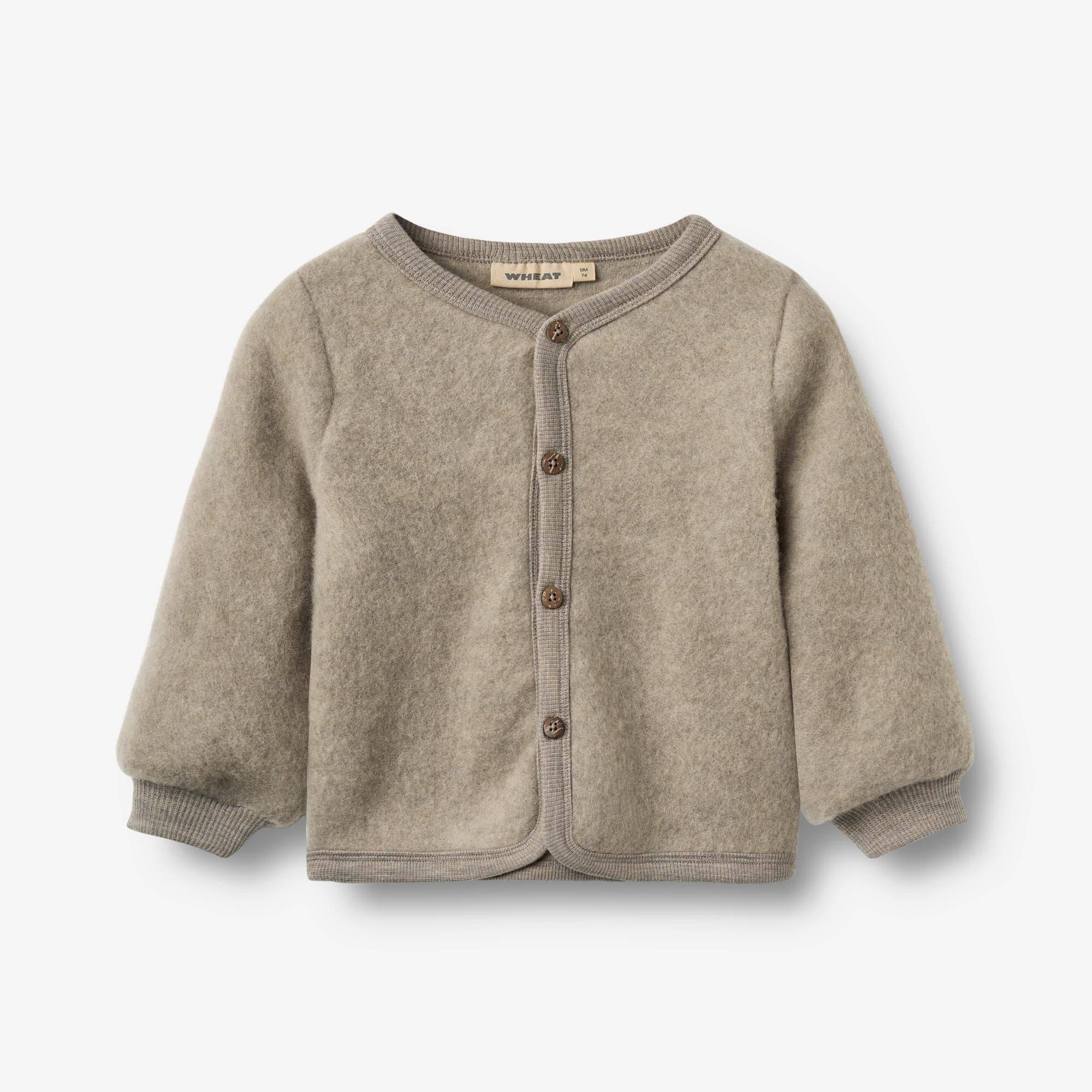 WHEAT® - Wool Fleece Cardigan Kari - khaki melange - Str 74.