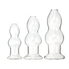 WEETVRI BDSM glas anal plugg butt plug ihålig anal expander, slidvidgare prostata massage anal tunnel plugg sexleksak for kvinnor män par(M)