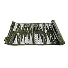 Chessgammon Travel Roll Up Backgammon-set 33 cm (grön) för 2 spelare från 0 år