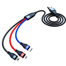 USB Oplader Lightning, USB-C, Micro USB - 3-i-1