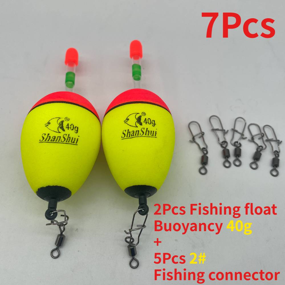 7pcs Fish Floats Set 2pcs Foam Bobbers And 5pcs Fishing Connectors With Stable Adjustable Depth For Freshwater Fly Fishing