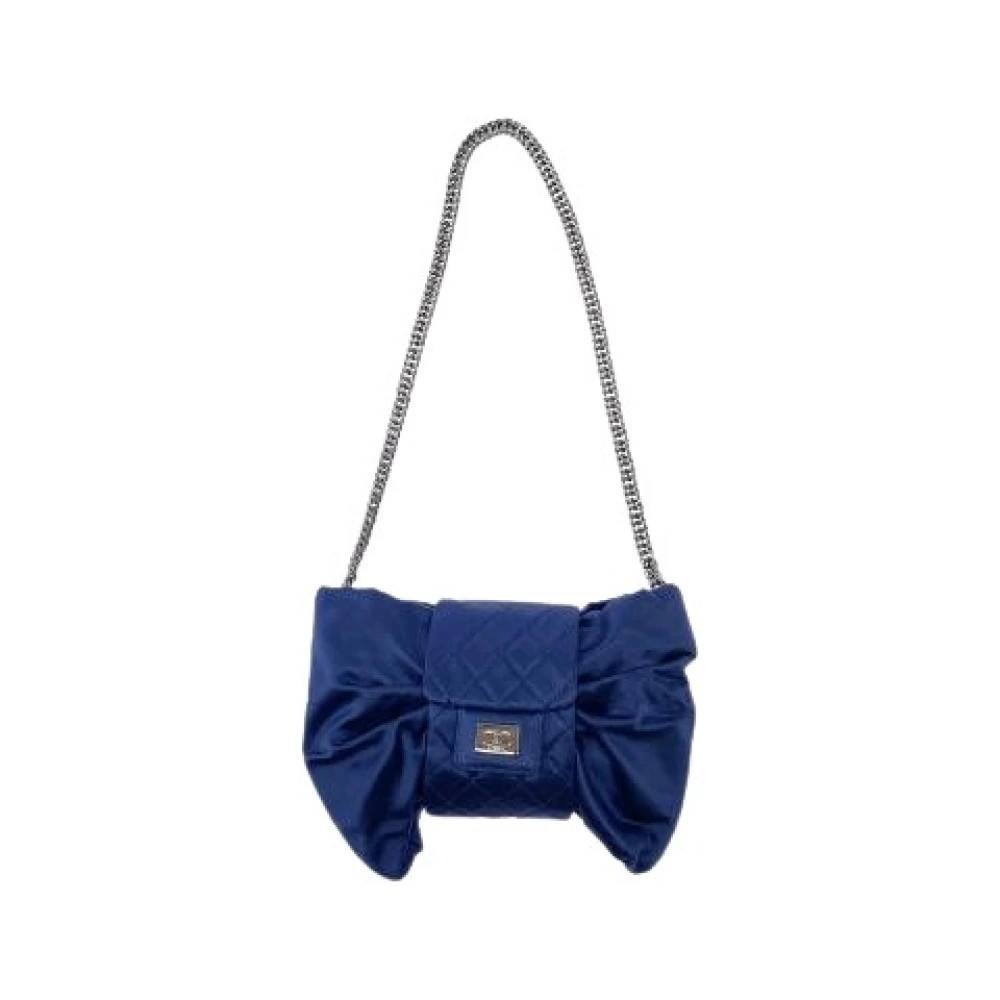 Chanel Vintage Pre-owned Silk Satin Skuldertaske - Vintage - Dame - Blå - ONE SIZE - Uld