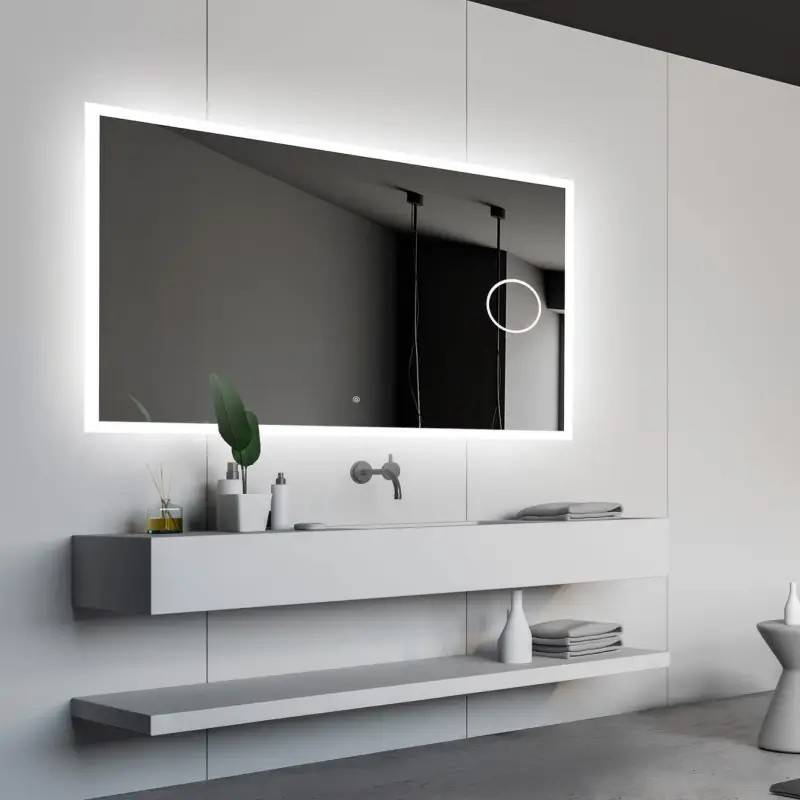 Nordic Bad Mie 3 firkantet LED-spejl, m/kosmetikspejl, 80 x 80 cm