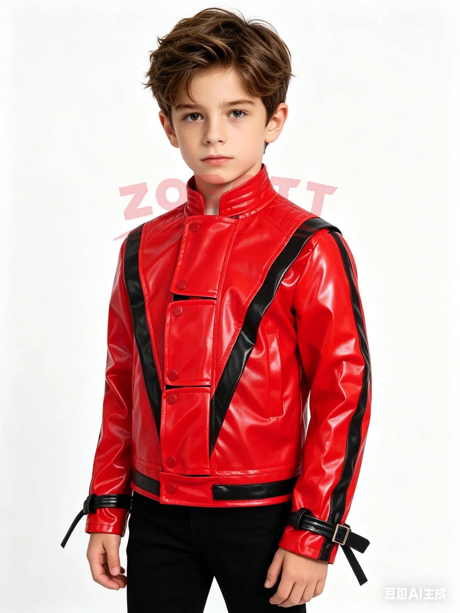 Kostymer Zembie Cosplay Röd Läderjacka Michael Jackson Thriller Kvällskläder Barn Halloween Rock Scen Framträdande cm