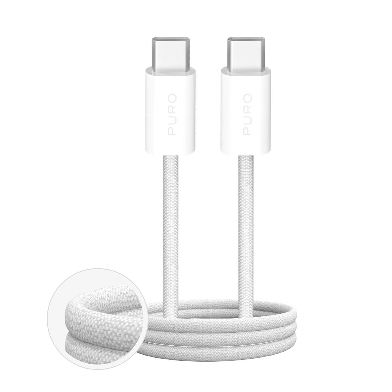 Puro Fabrik 4 100W flettet USB-C - USB-C 2m kabel - hvid