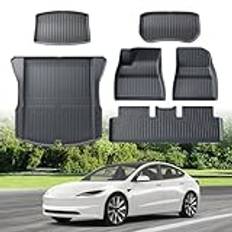 ECOZEN Golvmattor för Tesla Model 3 2024-2025 Allvädersgolvmattor, stövelmattor, 3D vattentäta gummigolvmattor för Tesla Model 3 tillbehör