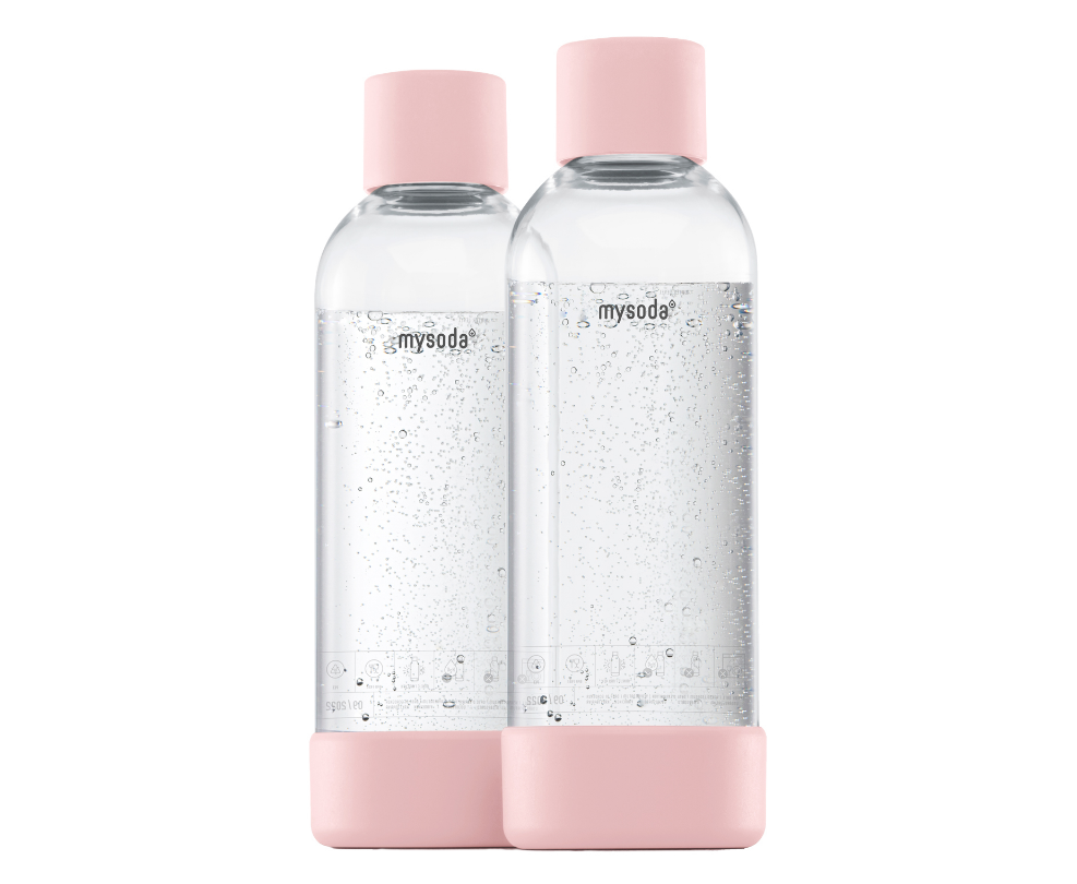 AGA PET vandflaske 1 liter. PINK. AQVIA PET flaske. MySoda PET. 2 stk..