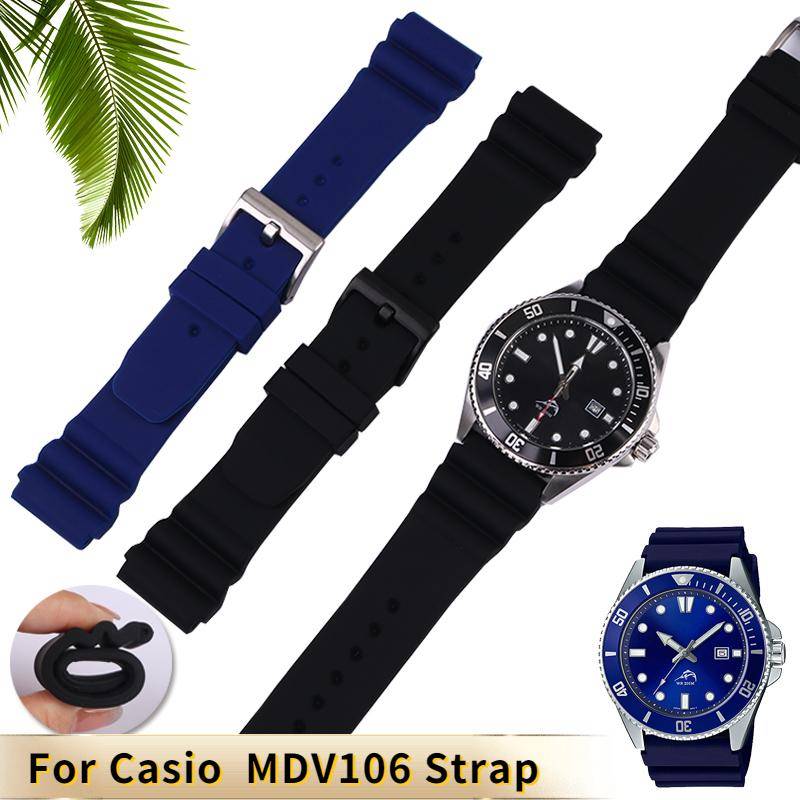 För CASIO swordfish MDV106-1A MDV-107 MTP-VD01 MDV-106D efr-303l rem herrarmband 22mm Sportigt silikonklockarmband gray