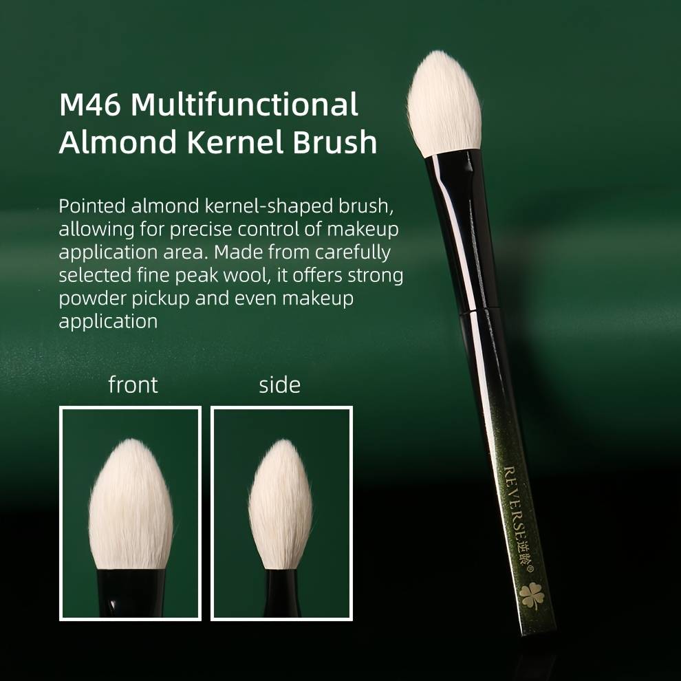 TEMU M46 Multifunctional Wand Brush - Soft Hair Tip, Portable Highlight & Dotting Brush For Skin Types, Professional & For Makeup Tools, M46 Almond