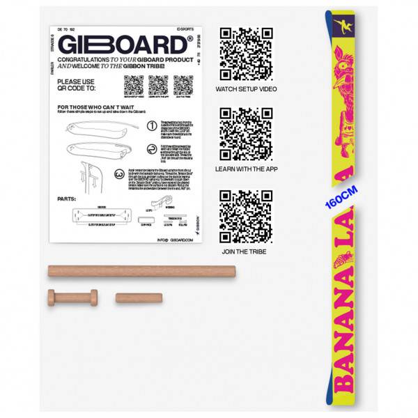 Gibbon Slacklines Giboard Line Slackline størrelse 160 x 3,5 cm farve banana lama