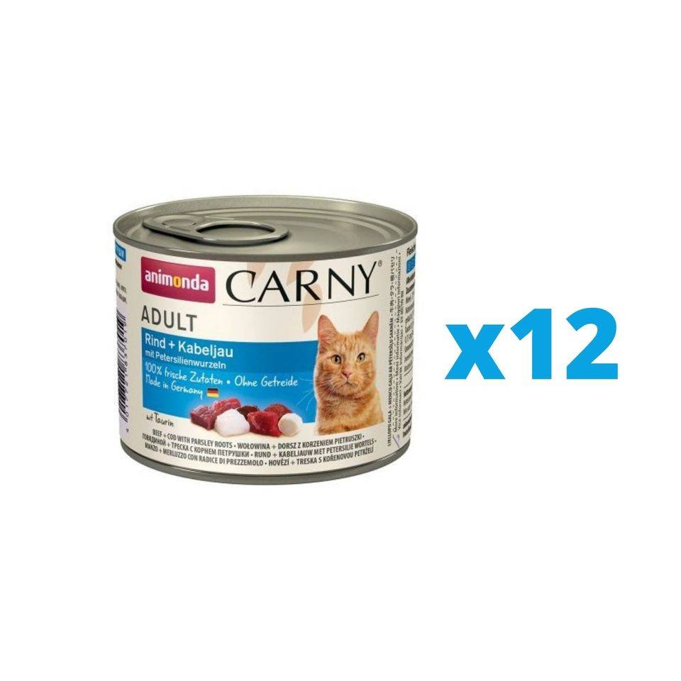 ANIMONDA Carny Adult nötkött + torsk med persiljerot 12 x 200 g