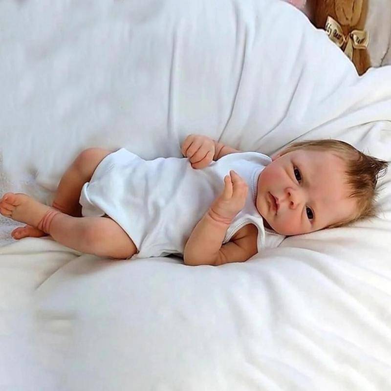 46 cm Reborn Baby Doll Naturtrogen mjuk beröring Gosig nyfödd babydocka klappar 3D-hud Reborn Baby Dolls Leksaker