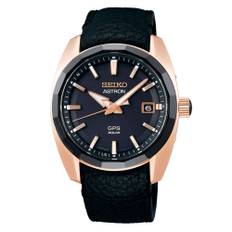 Seiko Astron GPS Solar Quartz Black Dial Black Leather Strap Men's Watch SSJ012J1