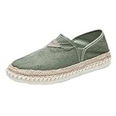 Slip On Sneaker herr canvasskor platta tygskor tofflor lätta fritidsskor Espadrilles Loafers vandringsskor segelskor halvskor bekväma skor båtskor promenadskor arbetsskor, Grön, 42 EU