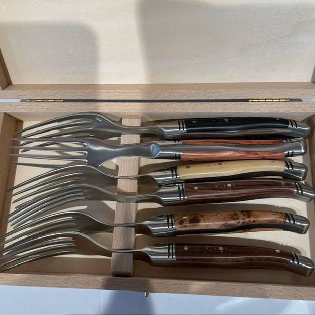 Laguiole 6 gafler træskæfter mat