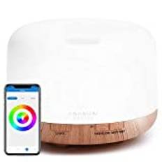 ASAKUKI Wi-Fi Smart eterisk oljediffusor Echo Alexa Control, 500 ml 5 i 1 ultraljud aromaterapi Doftande oljevaporizer luftfuktare, timer och automatisk avstängning säkerhetsbrytare, 7 LED-ljusfärger