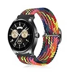 MiKoyi 22 mm armband kompatibelt med Huawei Watch GT 5 Pro 46 mm/Watch GT 5 46 mm/Watch GT 4 46 mm/Watch 4 46 mm/4 Pro 48 mm, flätad nylon sport klockarmband för Huawei Watch Buds, iriserande