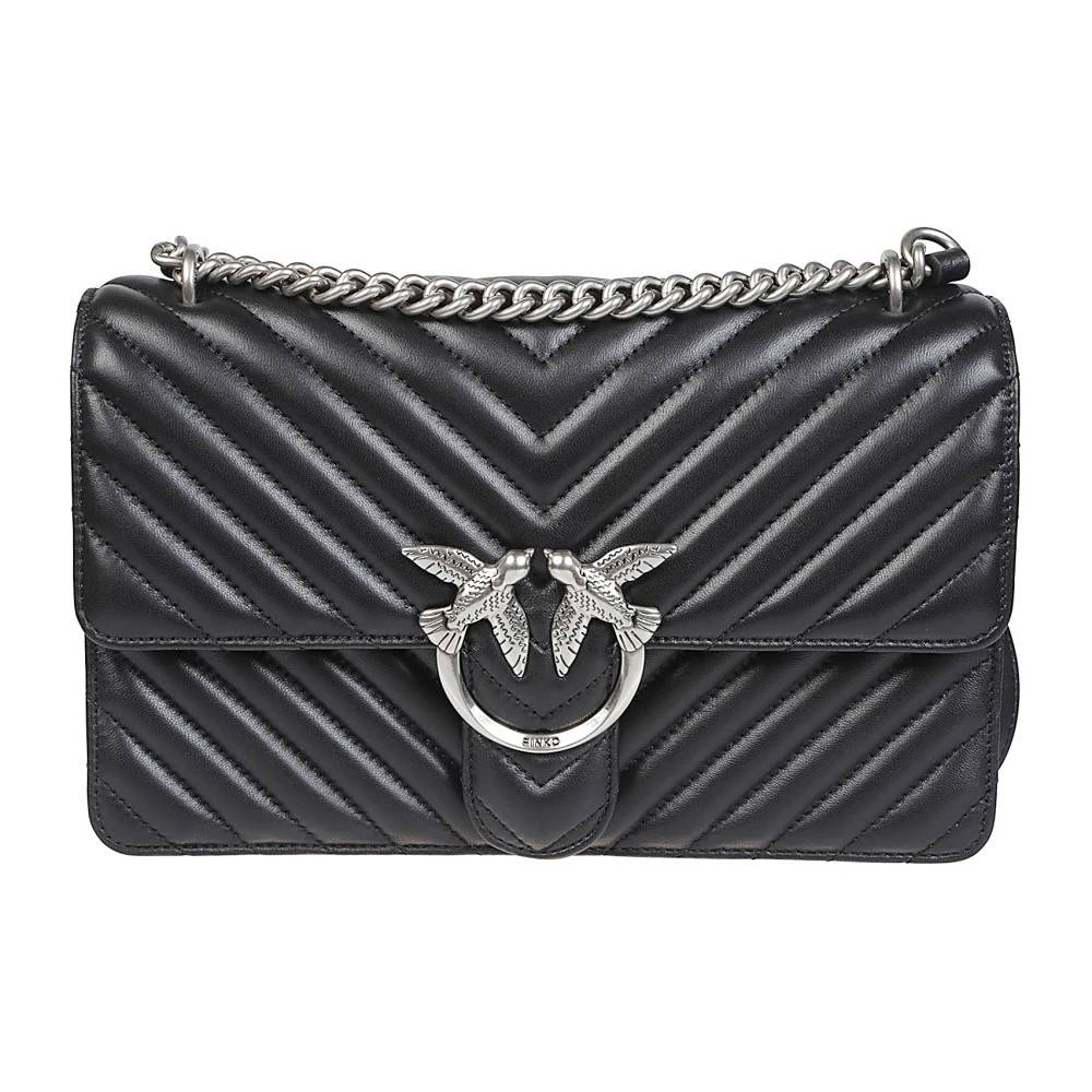 PINKO Classic Love Bag One Chevron - Tasker - Dame - Sort - ONE SIZE - Bomuld