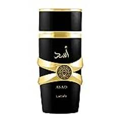 Lattafa Asad Premium, parfym, uppfriskande oud- och myskdofter, Eau De Parfum, 100 ml unisexparfym (paket med 1).