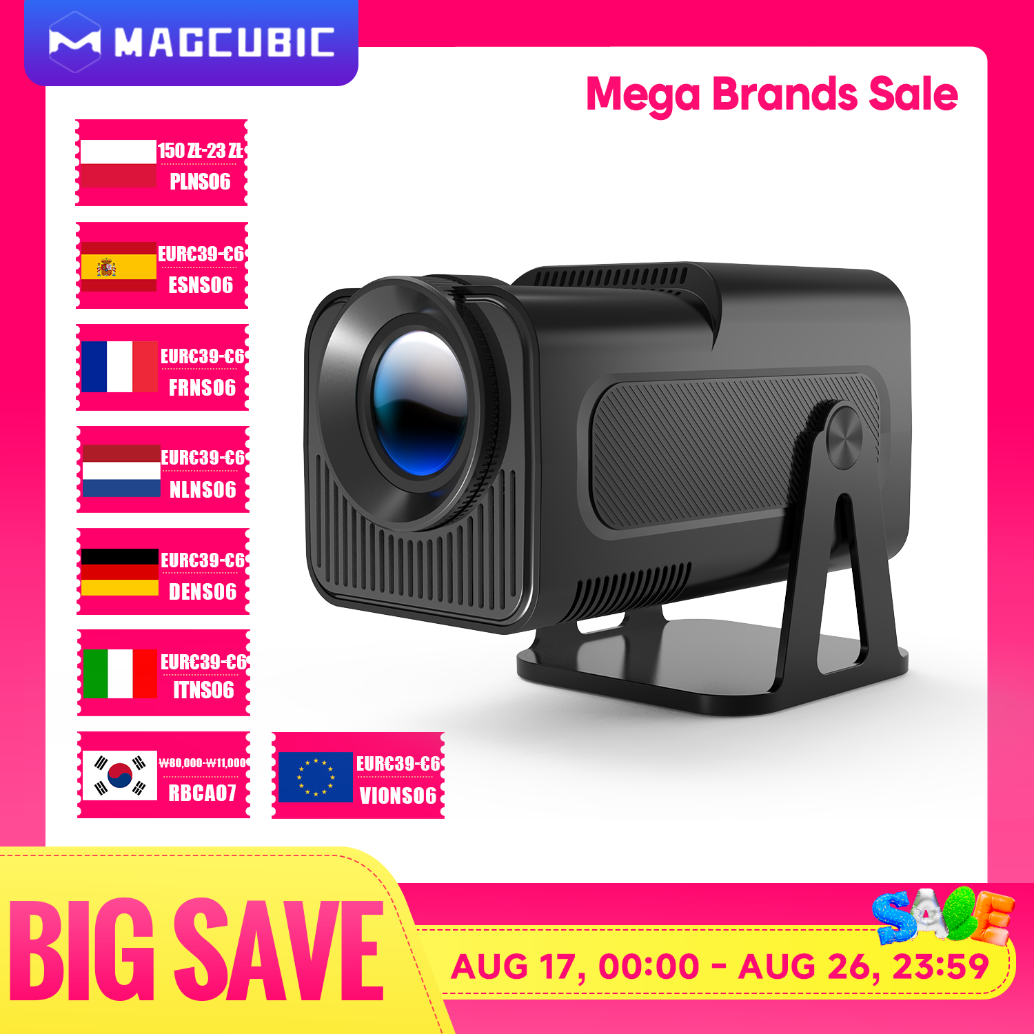 Magcubic HY320 NTV Netflix Officially Licensed Android 13 Projector with 1080P 500ANSI Prime Video YouTube WIFi BT5.2 Portable
