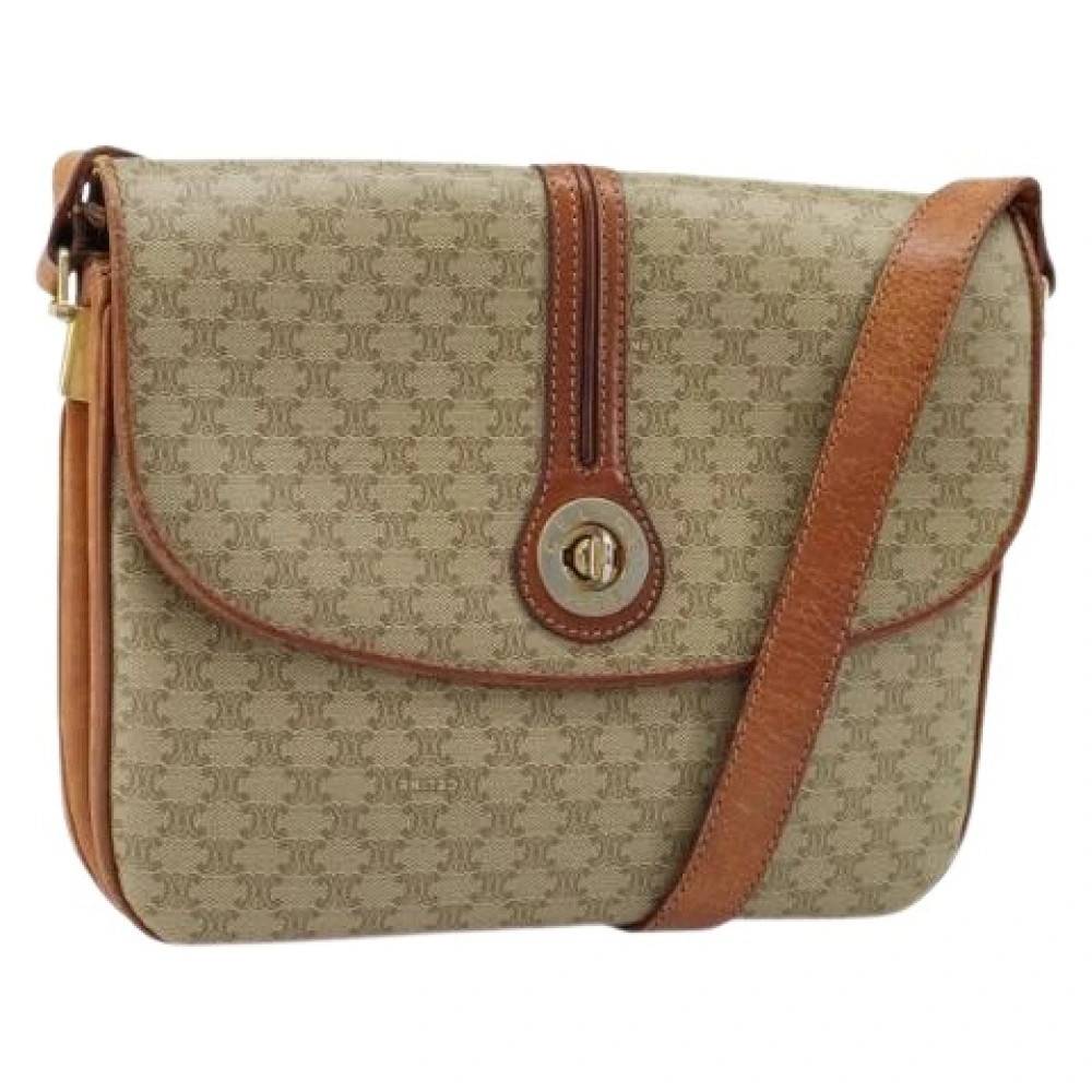 Celine Vintage Pre-owned Vintage Canvas Skuldertaske - Vintage - Dame - Beige - ONE SIZE - Uld