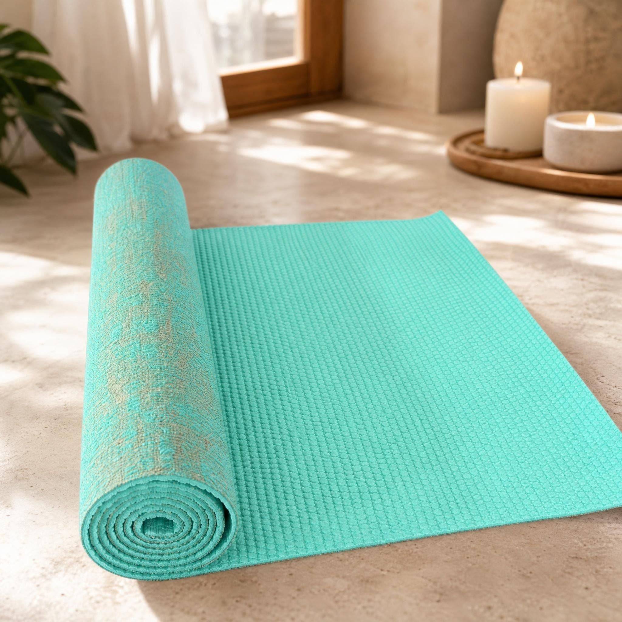 Natural Jute Yoga Mat - Blue / 183x61x0.5