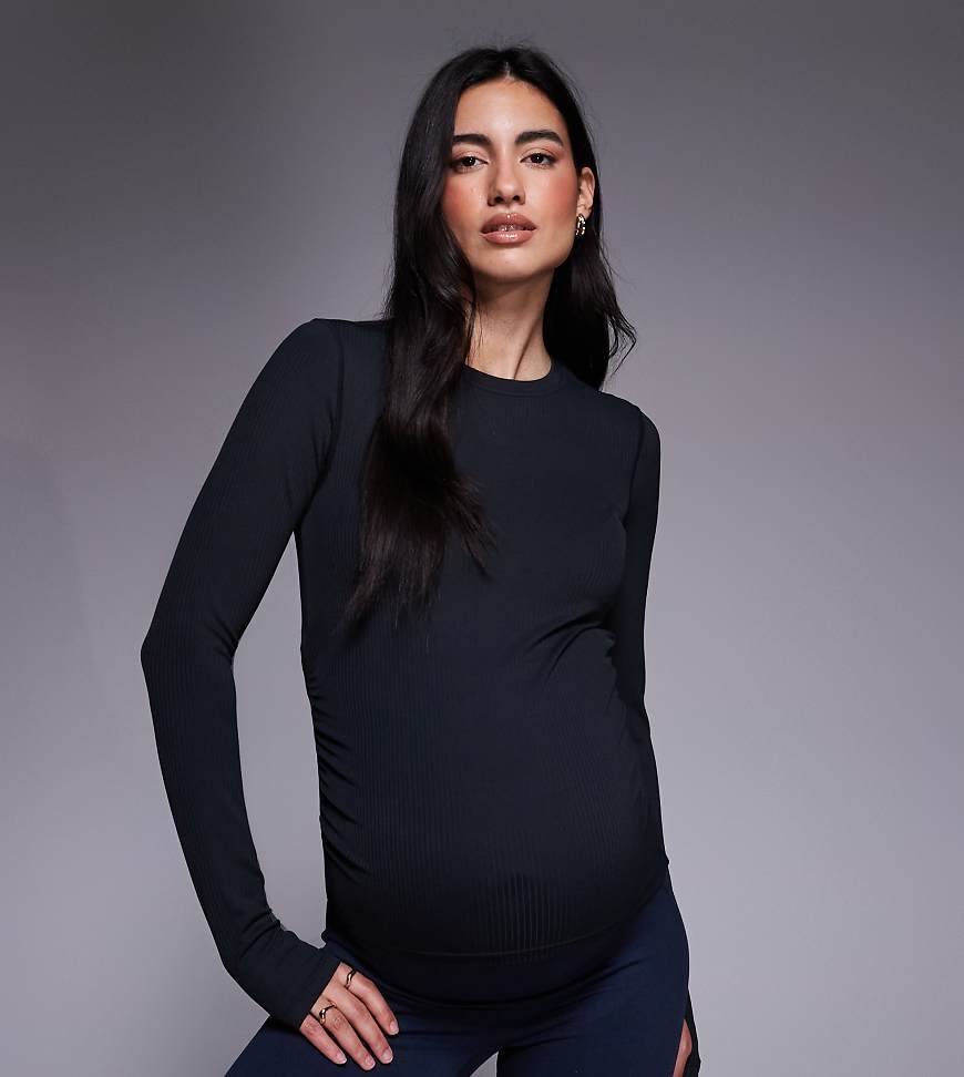 4505 Maternity - Ribstrikket og langærmet sort opvarmningstop med blød tekstur - 40