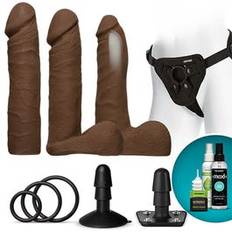 Doc Johnson Vac-U-Lock Dual Density Ultraskyn Dildo Set - brown