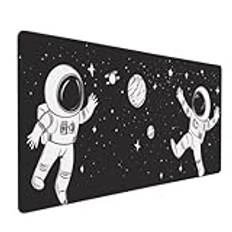 Sås astronaut musmatta 119 x 61 x 1,6 cm, vattentät och hållbar svart musmatta extra stor musmatta skrivbordsmatta, halkfri gummibas spelmusmatta musmatta musmatta för hem kontor tillbehör 1200 x 600