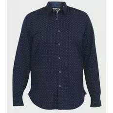 Navyblå skjorte med micro all over print (L/Æ) - D555