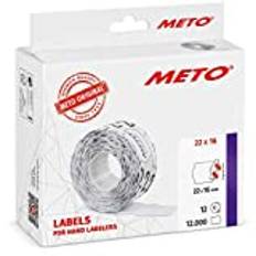 Meto etiketter för handregistreringsskyltar (22 x 16 mm, 2 rader, 12 000 stycken, vit, permanent självhäftande, för METO, Contact, Sato, Avery, Tovel, Samark etc.)