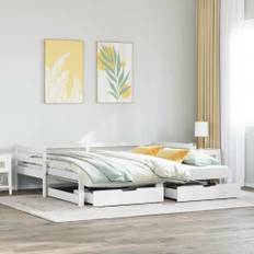 vidaXL Dagbädd med lådor vit 90x200 cm massiv furu