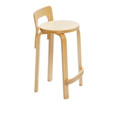 Artek - High Chair K65, Klarlackade ben och ryggstöd, Björkfanér sits - Barstole og bartaburetter - Alvar Aalto - Træ farvet - Træ