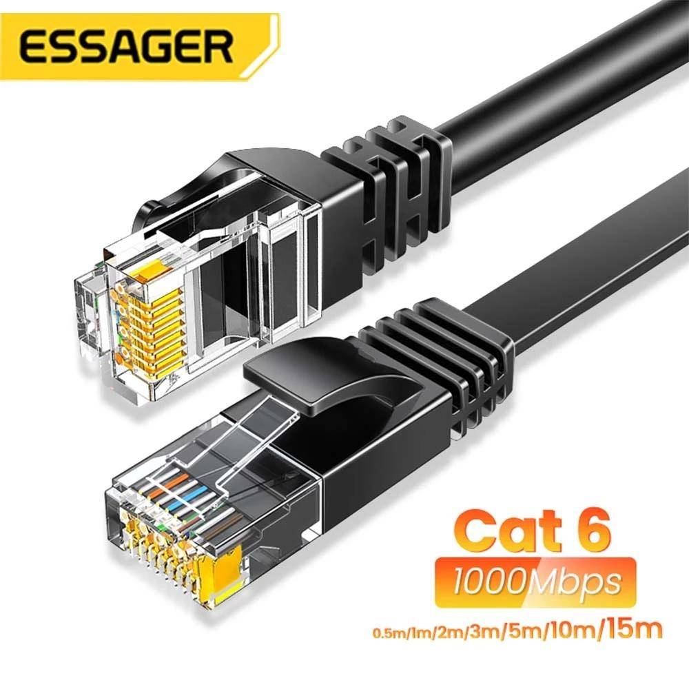 Essager Ethernet-kabel Cat6 Lan-kabel 10m UTP Cat 6 RJ 45 Splitter Nätverkskabel RJ45 Twisted Pair Patch-sladd för Laptop Router 1m Flat Cable