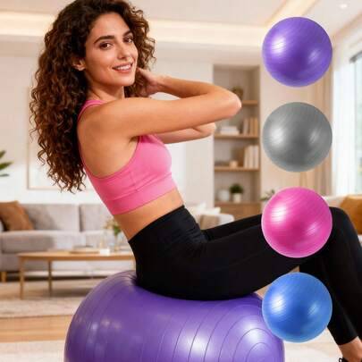 Träningsboll, yogaboll, graviditetsboll, förlossningsboll, stor träningsboll, schweizisk boll, stor yogaboll, yoga-, pilates- och fitnessboll - stabil - Blåröd (3-delat set / 45 cm,3-delat set / 55 cm,Yoga luftpump,3-delat set / 75 cm,3-delat set / 65 cm)