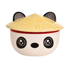 Elbenwald Panda Kawaii Schale mit Deckel für Anime Fans Ramen-Bowl Müslischale rundumbedruckt 550 ml Keramik weiß