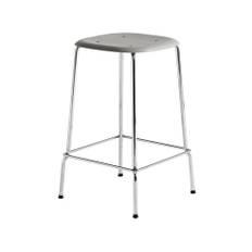 HAY - Soft Edge 80 Low Soft Grey Water Based Lacq Oak Chrome Base - Barstolar & barpallar - Iskos-Berlin - Grå - Metall/Trä