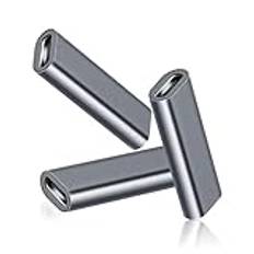 Basesailor USB-C Koppling 3-Pack, USB C Hona till Hona Adapter, USBC 3.1/10 GBps, 100W PD Anslutning för Typ-C Kabel, Thunderbolt 3-kompatibel för MacBook, Bärbar Dator (Gray)