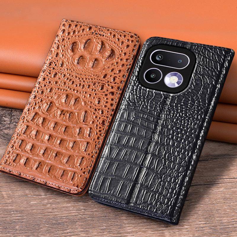 Flippfodral för Realme 16 Realme16 Pro Plus 5G Äkta Läder Magnetiskt Skydd Koskinn 3D Krokodilklo Kortficka Plånboksfodral