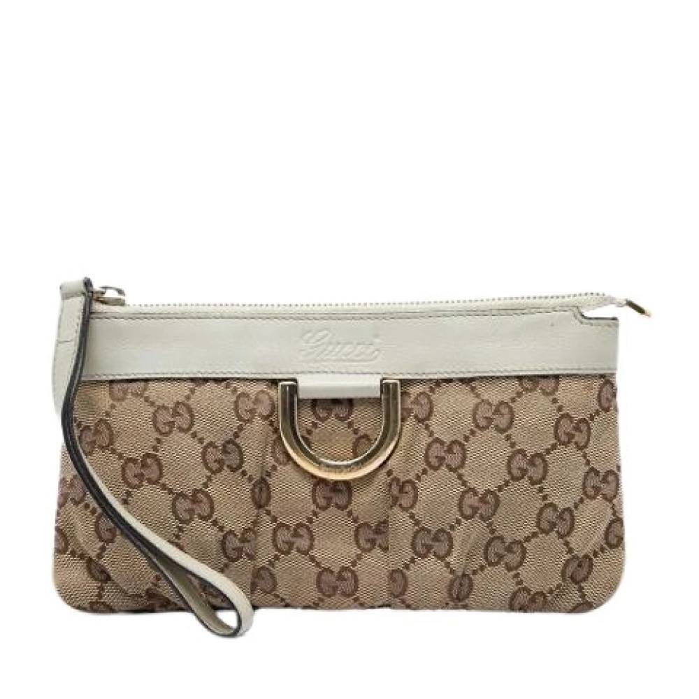 Gucci Vintage Pre-owned Canvas Pouch - Vintage - Dame - Beige - ONE SIZE - Læder