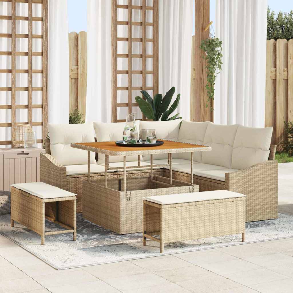 vidaXL Havesofa Sæt 8 stk. Beige polyrattan