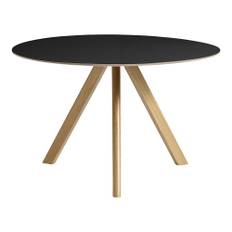 HAY - CPH20 2.0 Table Lacquered Oak Frame Ø120 X H74  Black Linoleum Tabletop Lacquered Edge - Spiseborde - Ronan & Erwan Bouroullec - Sort - Træ